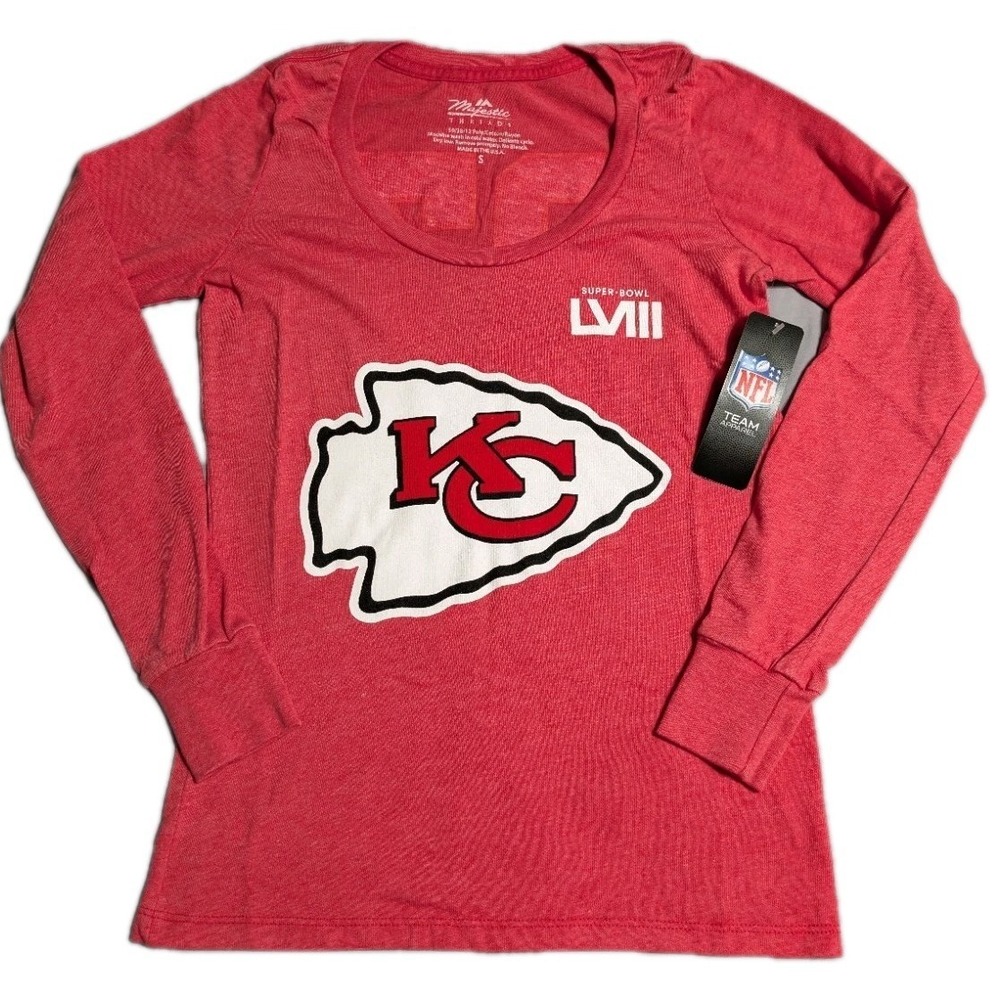 NWT Travis Kelce Kansas City Chiefs Super Bowl LVIII Long Sleeve Shirt Womens S